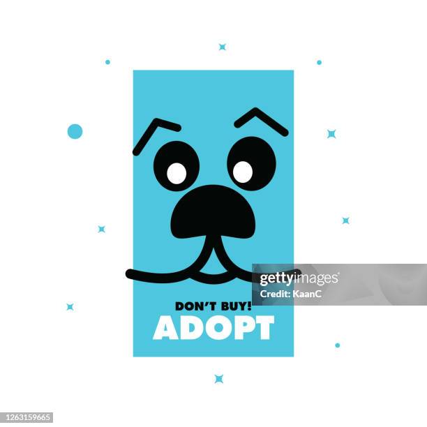 nicht kaufen, adopt-. hand gezeichnet inspirierende zitat über haustier. schriftzug für poster, t-shirts, karten, einladungen, aufkleber, banner. - pet adoption stock-grafiken, -clipart, -cartoons und -symbole