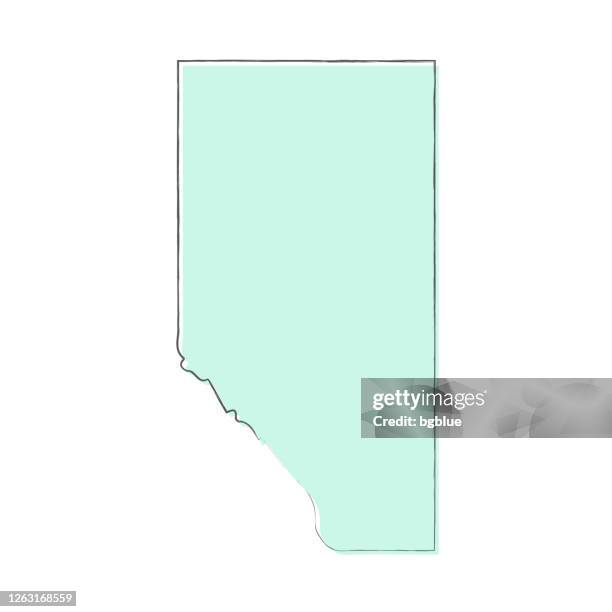alberta map hand drawn on white background - trendy design - edmonton stock illustrations