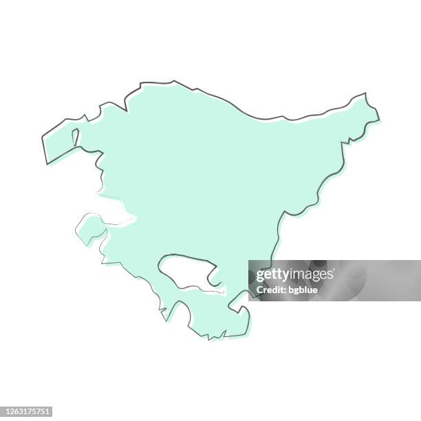 basque country map hand drawn on white background - trendy design - bilbao stock illustrations