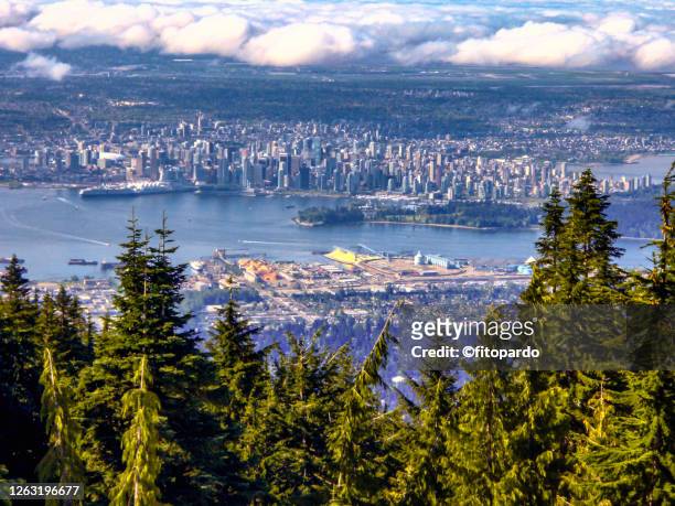 vancouver panorama from mount fromme - vancouver foto e immagini stock