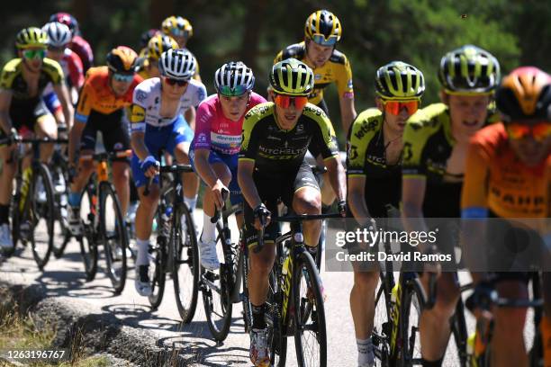 Esteban Chaves of Colombia and Team Mitchelton-Scott / Remco Evenepoel of Belgium and Team Deceuninck - Quick-Step Purple Leader Jersey / during the...