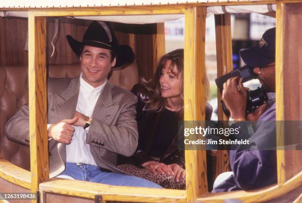 Clint Black receives Hollywood Walk-of-Fame Star at Hollywood Walk-of-Fame with wife Lisa Hartman-Black in Hollywood, California on July 27, 1996.