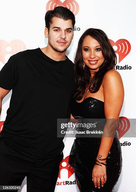 Rob Kardashian and Cheryl Burke poses in the press room at the iHeartRadio Music Festival held at the MGM Grand Garden Arena on September 24, 2011 in...