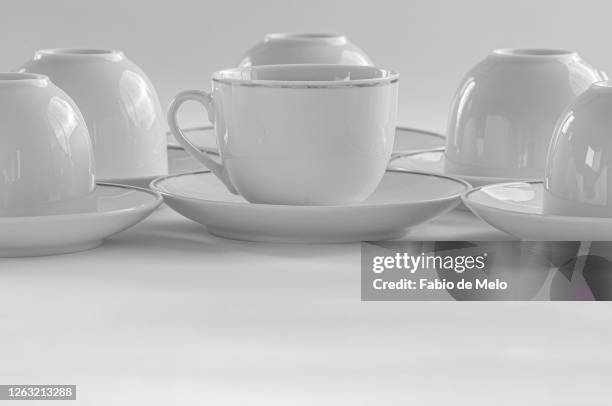 white cup coffee. - café bebida stock pictures, royalty-free photos & images