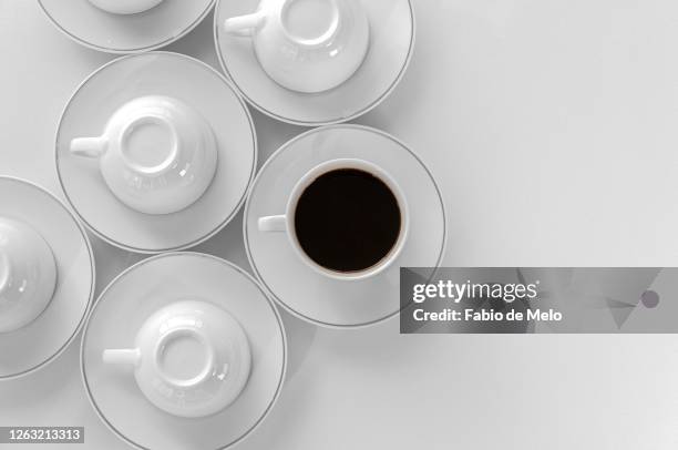 white cup coffee. - xícara stock pictures, royalty-free photos & images