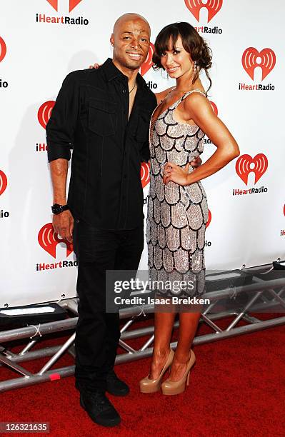 Martinez and Karina Smirnoff poses in the press room at the iHeartRadio Music Festival held at the MGM Grand Garden Arena on September 24, 2011 in...