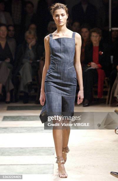 Model walks the runway during the Azzedine Alaia Haute Couture Spring/Summer 2003 fashion show as part of the Paris Haute Couture Fashion Week on...