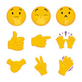 Emoji Set  with Hand Gestures and Expressions