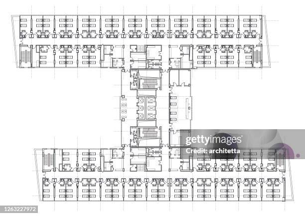 hospital architectural plan drawing - doctor's office stock illustrations