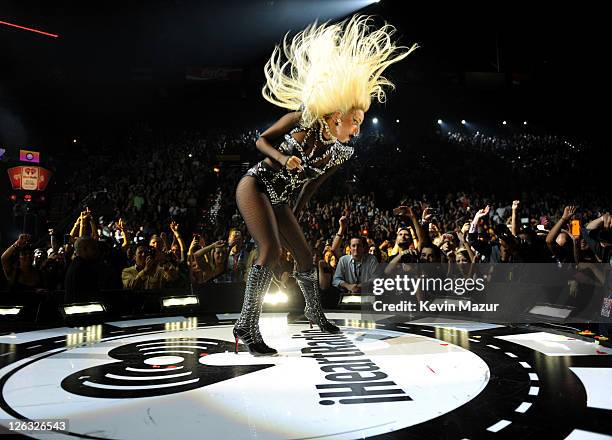 Lady Gaga performs onstage at the iHeartRadio Music Festival held at the MGM Grand Garden Arena on September 24, 2011 in Las Vegas, Nevada.