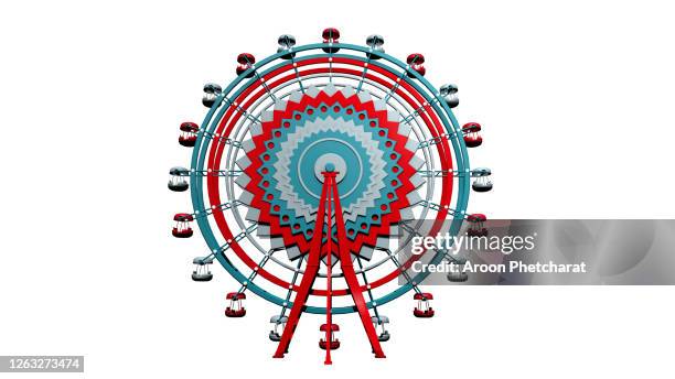 3d ferris wheel isolated on white background. - reuzenrad stockfoto's en -beelden