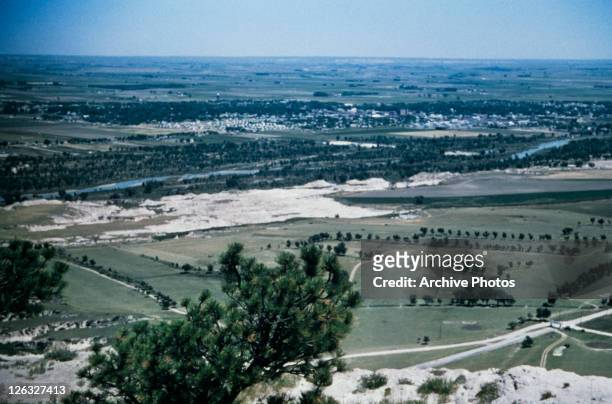 View of countryside from Scotts Bluff National Monument, Nebraska, USA, circa 1970.