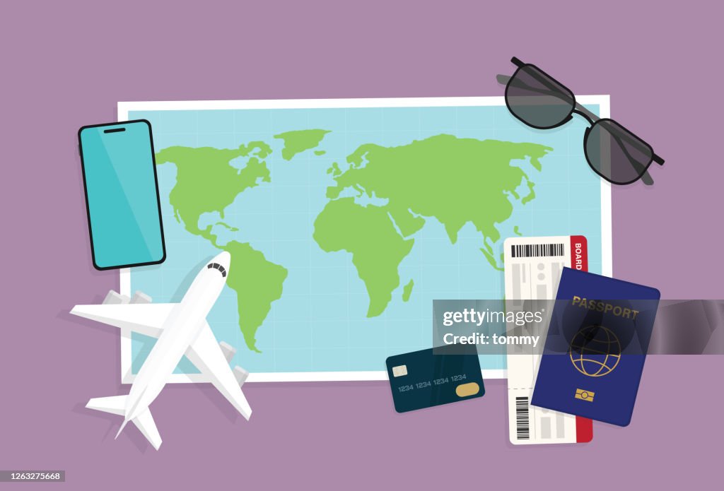 Tourists plan a trip on vacation