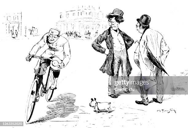 two men in the city talk about a cyclist passing by quickly - potsdamer platz stock illustrations