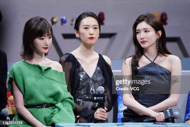 Actress Mao Xiaotong , actress Tong Yao and actress Maggie Jiang Shuying attend the 2020 Tencent Video Star Awards on August 2, 2020 in Shanghai,...