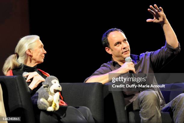 Dr. Jane Goodall and Dave Matthews attend 2011 Jane Goodall Global Leadership Awards at the El Capitan Theatre on September 24, 2011 in Hollywood,...