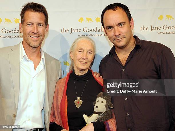 James Denton, Dr. Jane Goodall and Dave Matthews attend 2011 Jane Goodall Global Leadership Awards at the El Capitan Theatre on September 24, 2011 in...