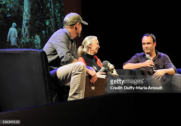 Bill Wallauer, Dr. Jane Goodall and Dave Matthews attend 2011 Jane Goodall Global Leadership Awards at the El Capitan Theatre on September 24, 2011...