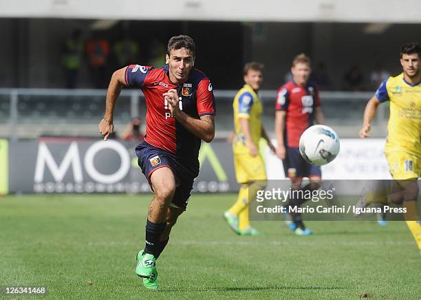 Lucas Pratto of CFC Genoa in action during the Serie A match between AC Chievo Verona and Genoa CFC at Stadio Marc'Antonio Bentegodi on September 25,...