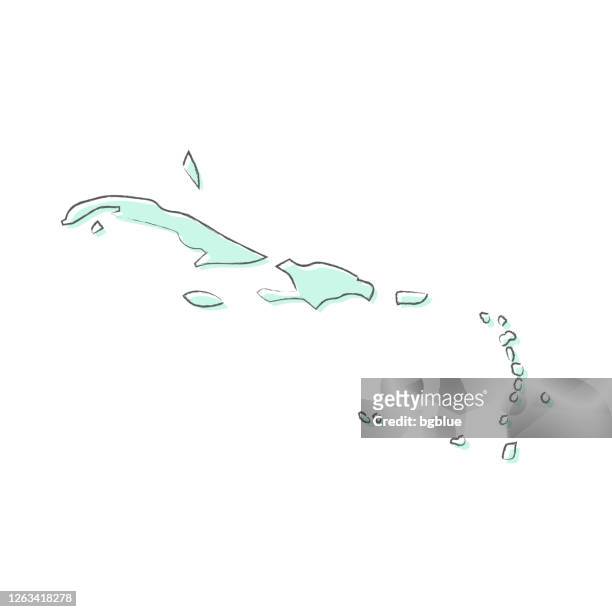 ilustrações de stock, clip art, desenhos animados e ícones de caribbean map hand drawn on white background - trendy design - galapagos islands