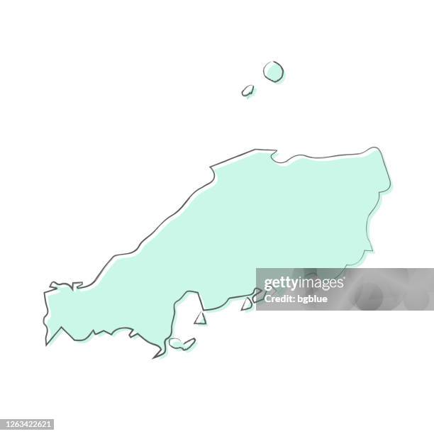 chugoku map hand drawn on white background - trendy design - hiroshima city stock illustrations