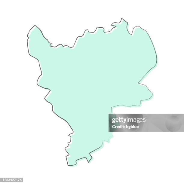 east midlands map hand drawn on white background - trendy design - leicester stock illustrations