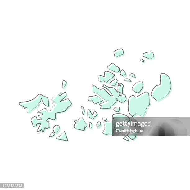 franz josef land map hand drawn on white background - trendy design - arctic map stock illustrations