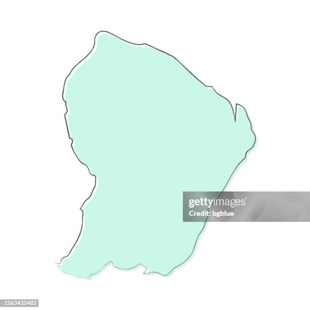 french guiana map hand drawn on white background - trendy design - french guiana stock illustrations