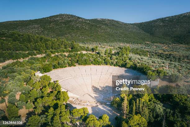 ancient theatre of the asklepieion at epidaurus - epidaurus stock pictures, royalty-free photos & images