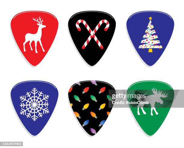 christmas guitar picks - guitar plectrum stock illustrations