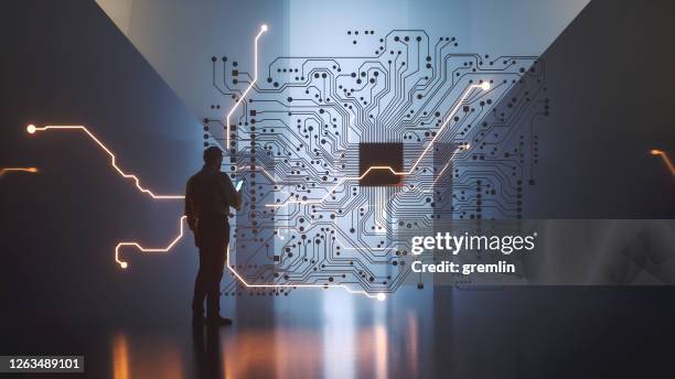 digital check point with man wearing facial protection mask - program stock pictures, royalty-free photos & images