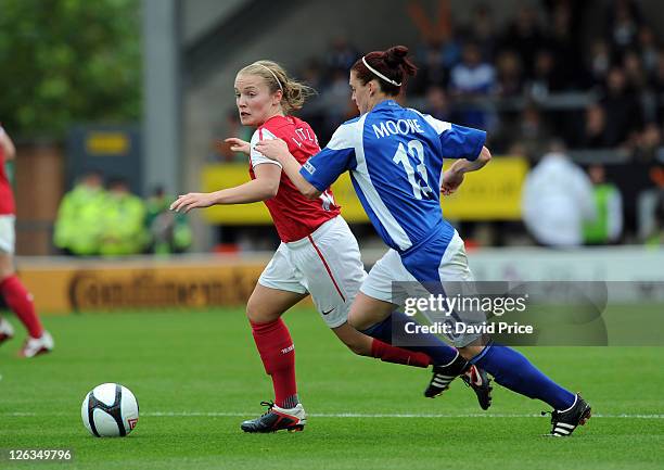 Kim Little of Arsenal takes on Heather Scheuber of Birmingham during the FA WSL Continental Cup Final between Birmingham City Ladies FC and Arsenal...