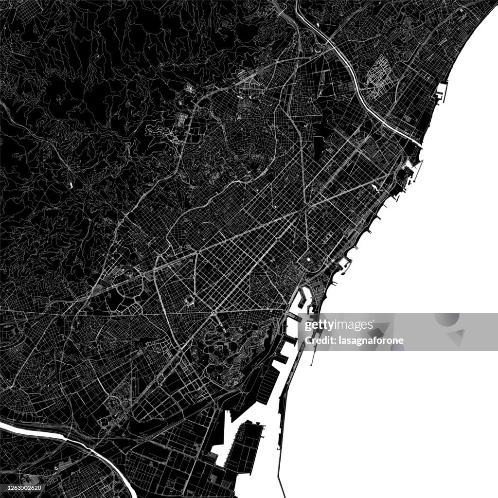 Barcelona, Spain Vector Map