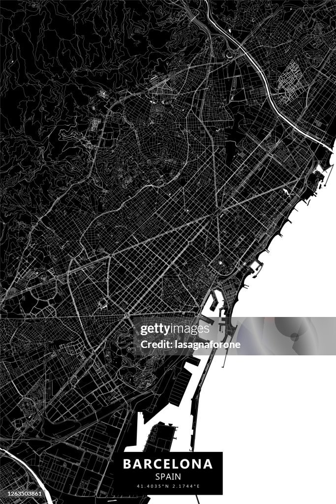 Barcelona, Spain Vector Map