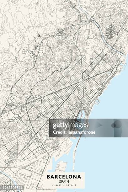 ilustraciones, imágenes clip art, dibujos animados e iconos de stock de barcelona, mapa vectorial de españa - mapa barcelona