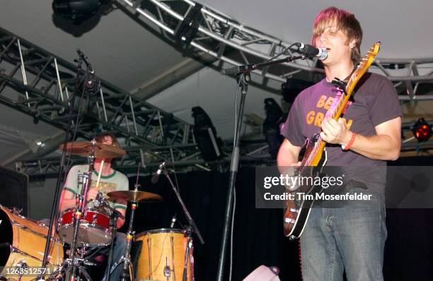 Patrick Carney and Dan Auerbach of The Black Keys perform during Coachella 2004 at the Empire Polo Fields on May 1, 2004 in Indio, California.