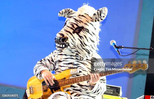 Michael Ivins of The Flaming Lips performs during Coachella 2004 at the Empire Polo Fields on May 2, 2004 in Indio, California.