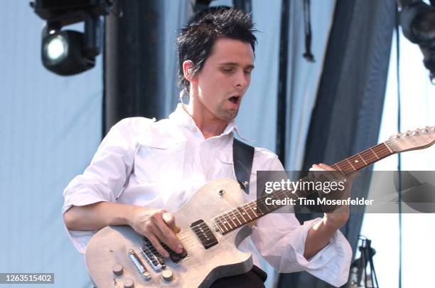 Matt Bellamy of Muse performs during Coachella 2004 at the Empire Polo Fields on May 2, 2004 in Indio, California.