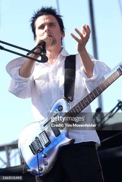 Matt Bellamy of Muse performs during Coachella 2004 at the Empire Polo Fields on May 2, 2004 in Indio, California.