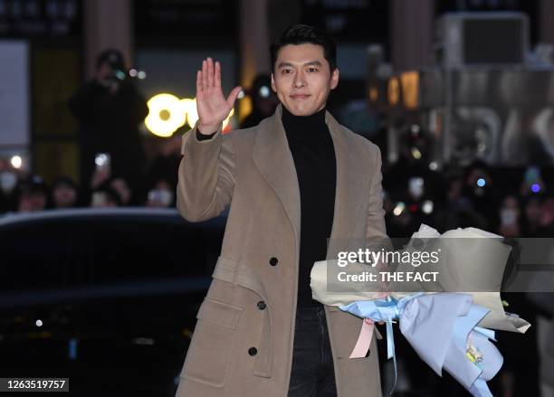 Actor Hyun-Bin during at tvN Drama 'Crash Landing On You' Ending Party at Heukdonga Restaurant on February 16, 2020 in Seoul, South Korea.