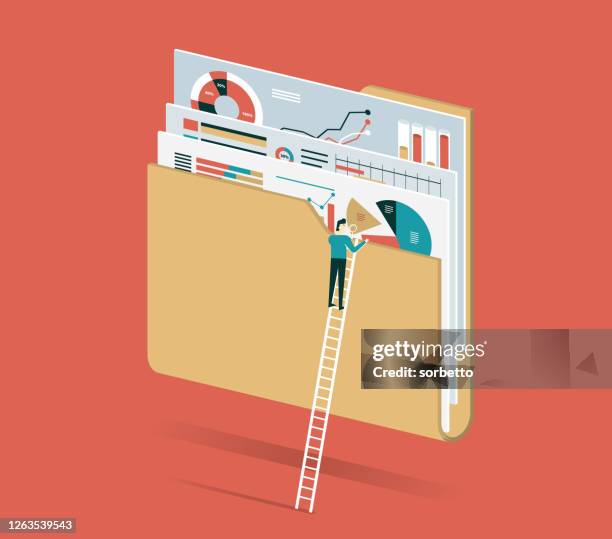 looking for documents - businessman - cloud ladder stock illustrations