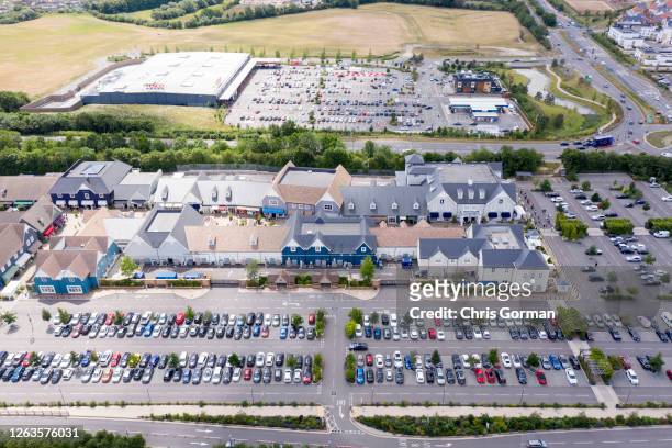 An aerial view of Bicester Village in June 20,2020 in Oxfordshire.