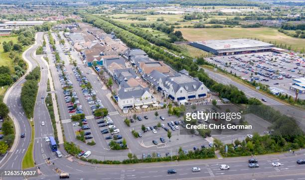An aerial view of Bicester Village in June 20,2020 in Oxfordshire.