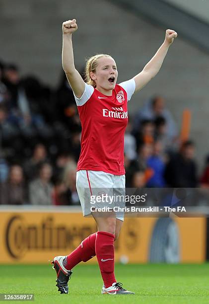 Kim Little of Arsenal Ladies FC celebrates at full-time following the FA WSL Continental Cup Final between Birmingham City Ladies FC and Arsenal...