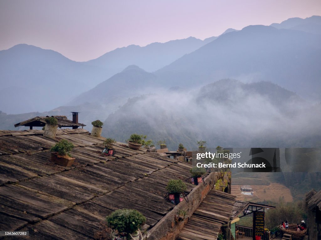 Mountains and rice terraces at Cat Cat Village, Sapa