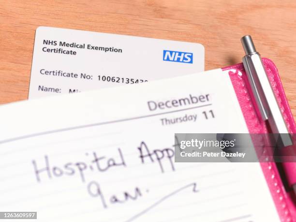 In this photo illustration shows a NHS Medical Exemption Certificate Card on August 3,2020 in London,England.