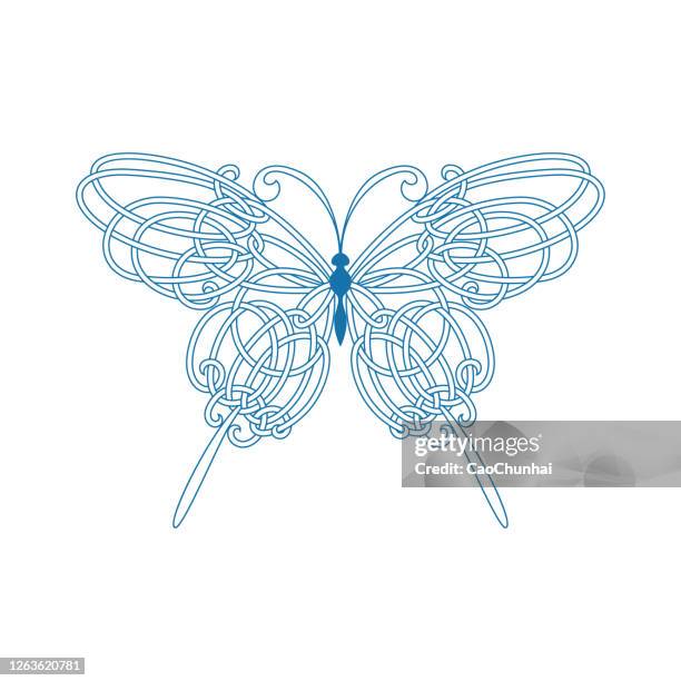 butterfly pattern(knot style) - celtic knot stock illustrations