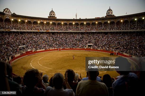 Bullfighter Jose Tomas salutes to the crowd during the last bullfight at the La Monumental on September 25, 2011 in Barcelona, Spain. Top matadors...