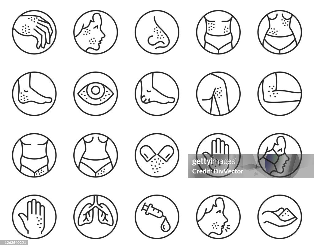 Skin allergy icon set