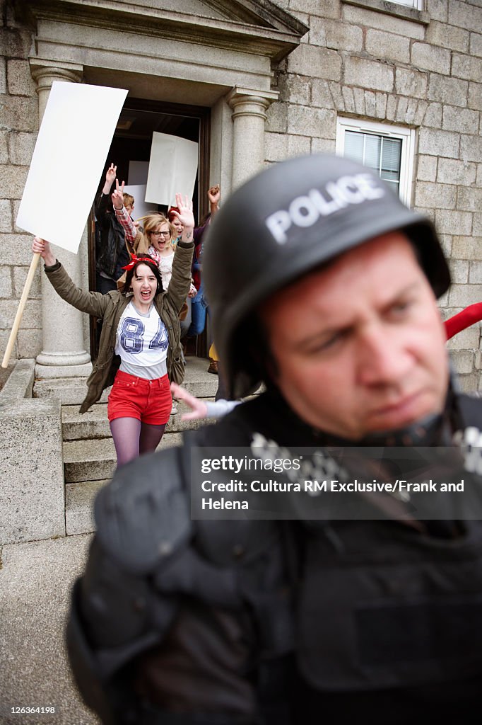 Riot police at protest